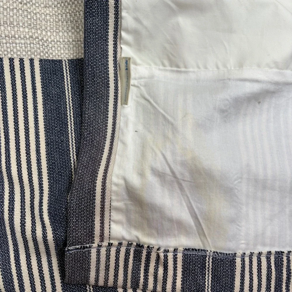 Pottery Barn Kids Valance Navy Blue Stripe Set of 2‎ Nautical 62x50 inch each